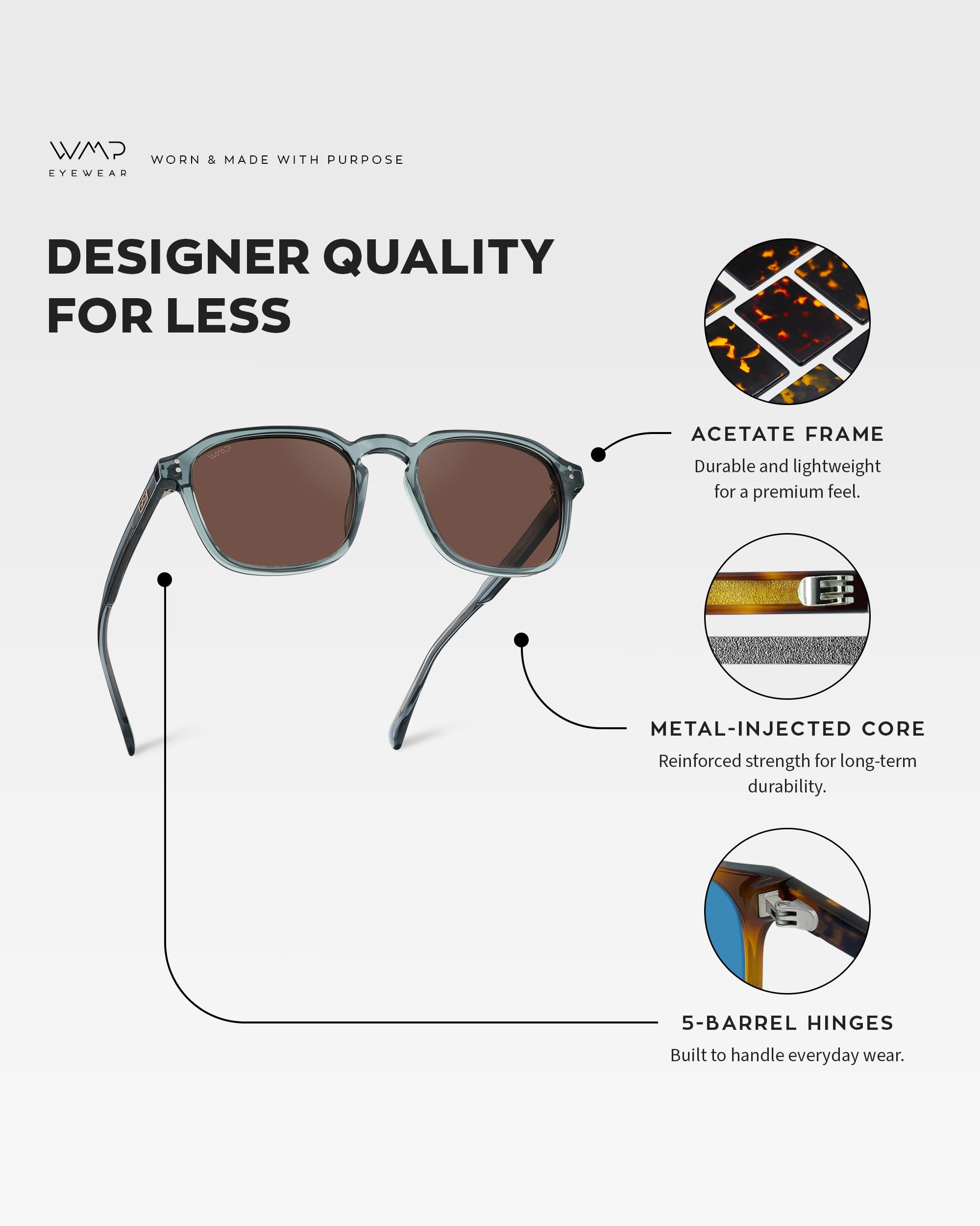 WearMe Pro Men's Polarized Square Sunglasses – Wide Fit, Retro Style, UV400, Lightweight Frame for Driving & Daily Wear - Image 5