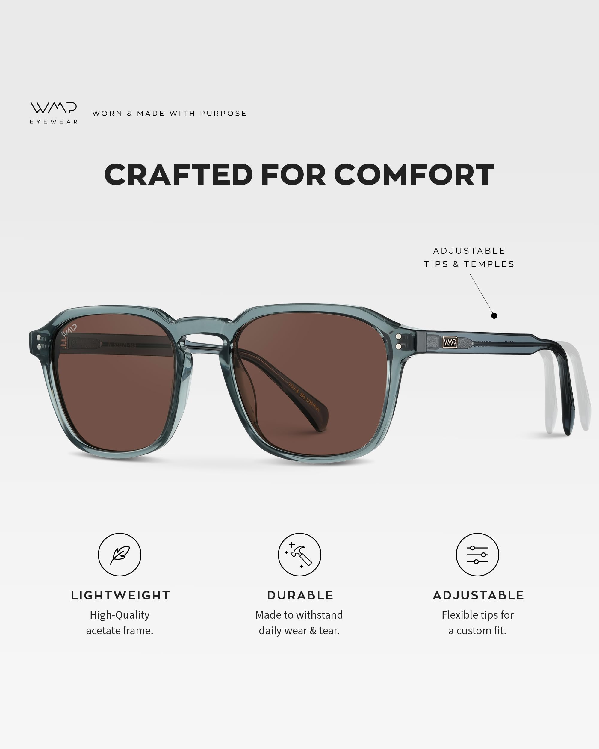 WearMe Pro Men's Polarized Square Sunglasses – Wide Fit, Retro Style, UV400, Lightweight Frame for Driving & Daily Wear - Image 7