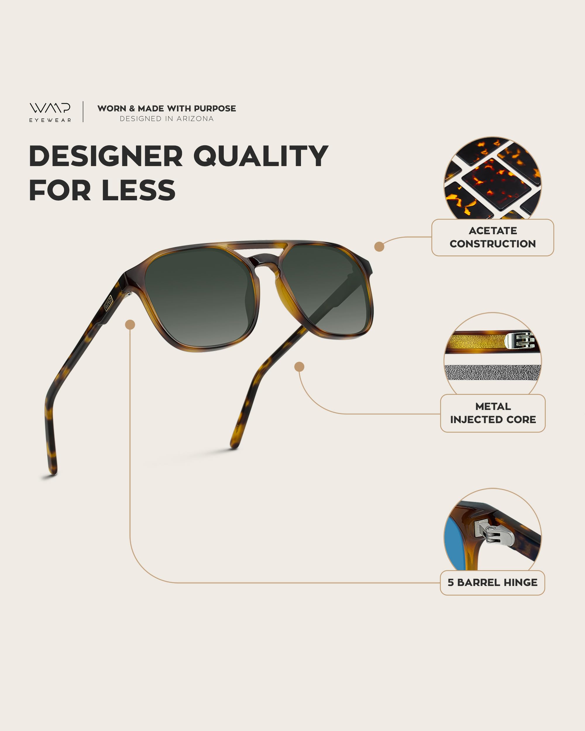 WearMe Pro Polarized Double-Bridge Large Rectangular Unisex Sunglasses - Image 5