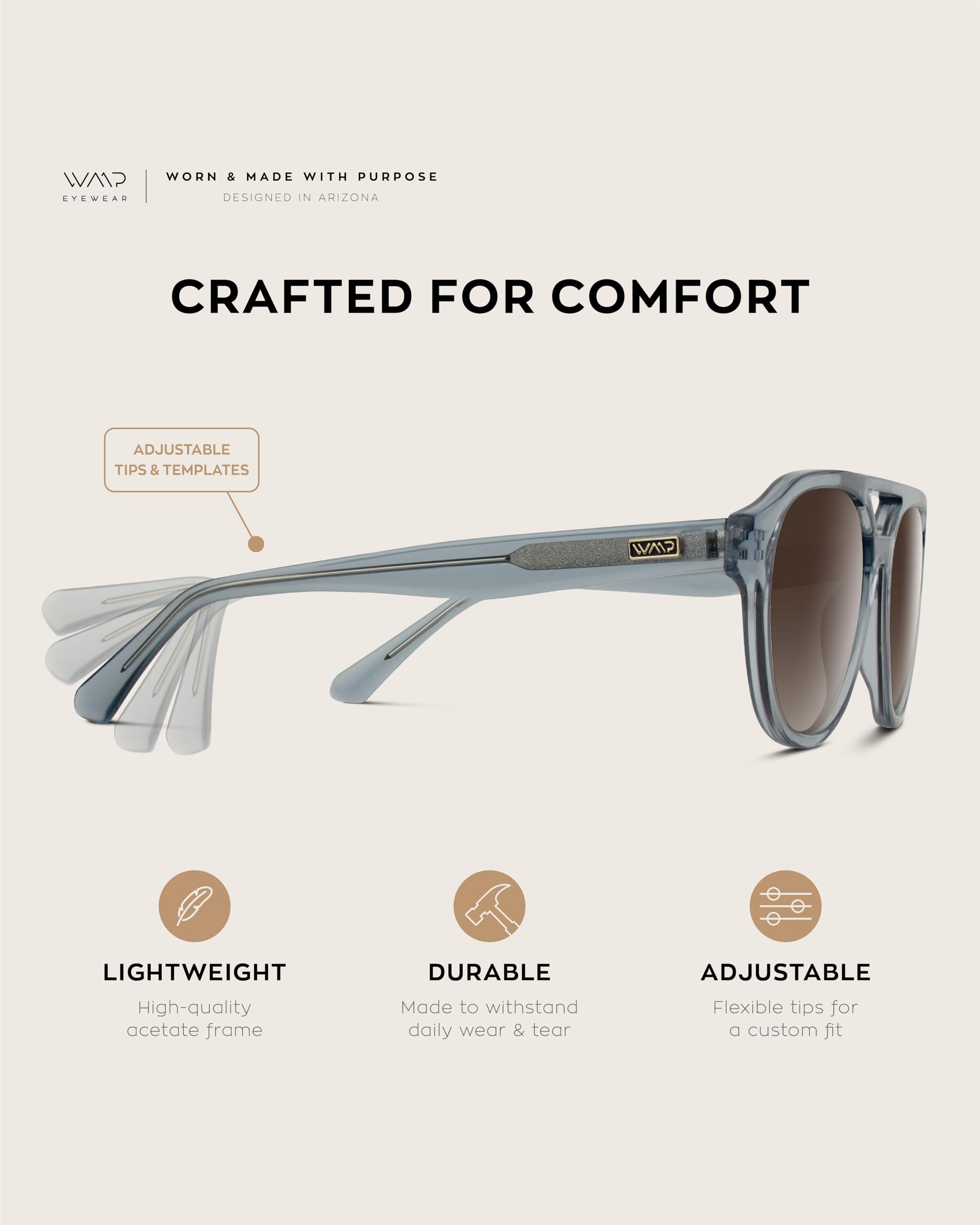 WearMe Pro Rounded Retro Aviator Sunglasses for Men and Women - Polarized Lenses, Double Bridge Design - Image 5