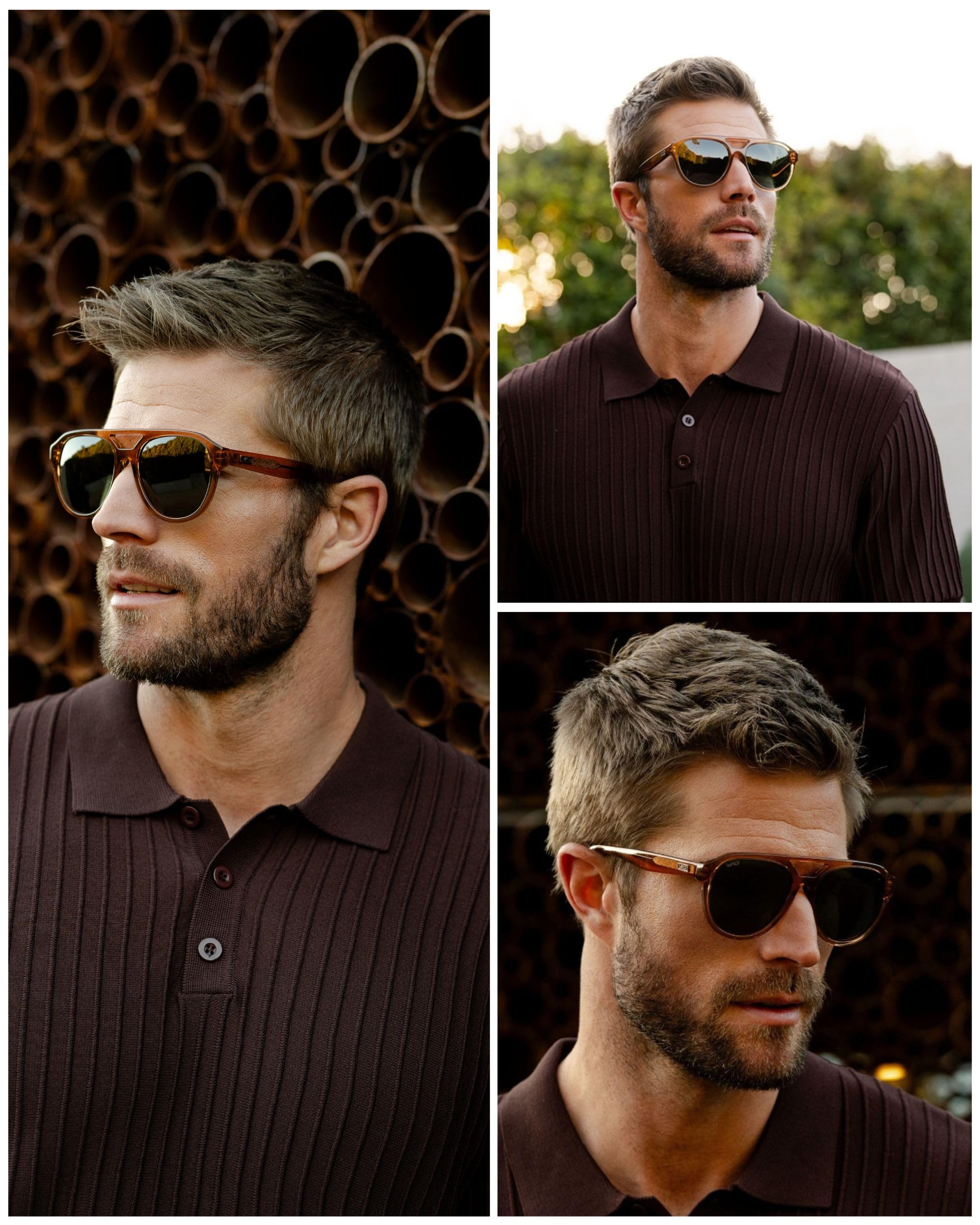 WearMe Pro Rounded Retro Aviator Sunglasses for Men and Women - Polarized Lenses, Double Bridge Design - Image 8