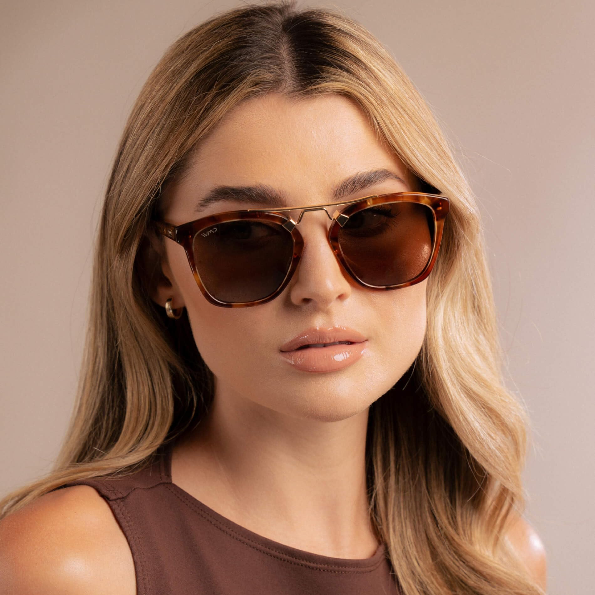 WearMe Pro WMP Eyewear - Women's Oversized Polarized Sunglasses: Square Vintage Style with Metal Double-Bar Bridge - Image 4