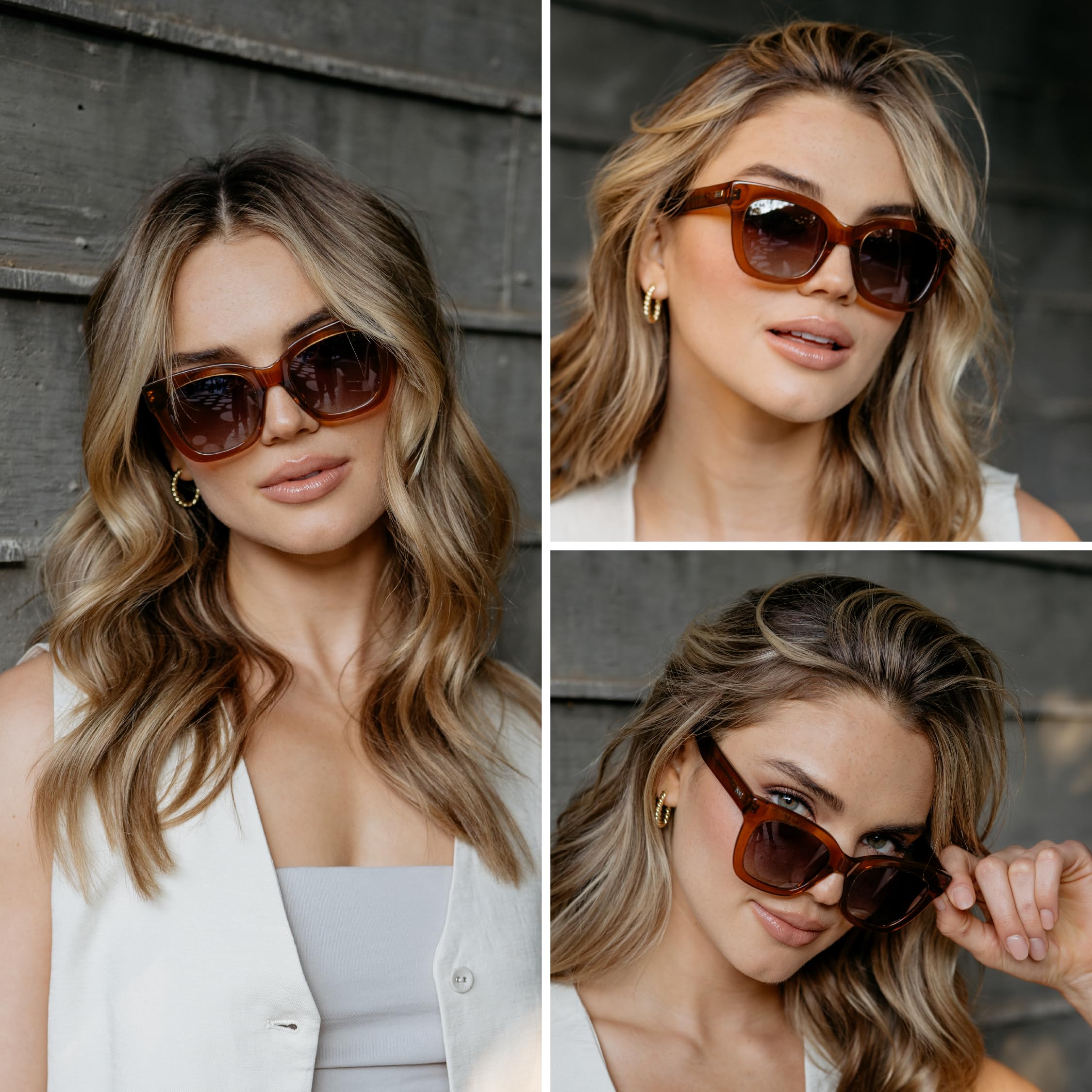 WearMe Pro Women's Polarized Large Square Sunglasses: Subtle Cat Eye Corners, Thick Frame & Modern Aesthetics - Image 5